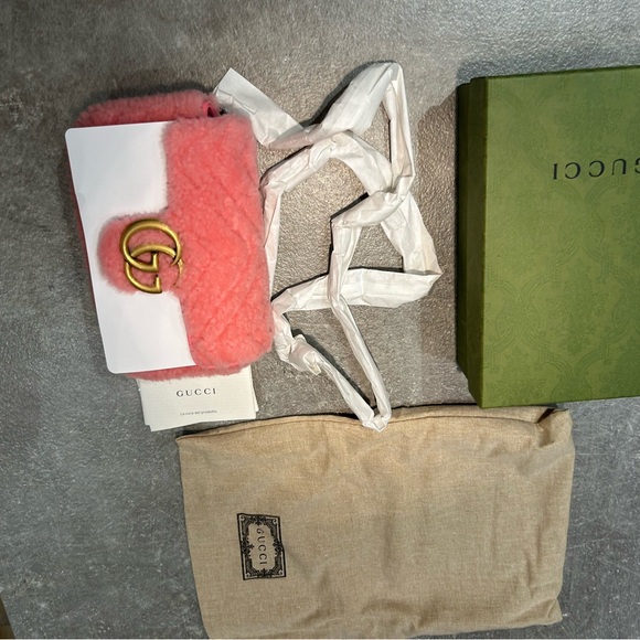 Gucci gg marmont Pink Shearling Bag new - Picture 6 of 9